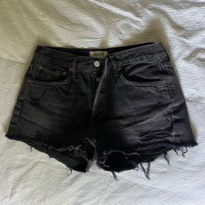 AGOLDE black denim Parker shorts
